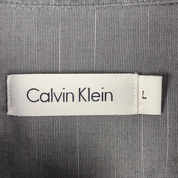 Calvin Klein Button Down Short Sleeve Shirt Men's Large Gray Marled - Picture 7 of 9